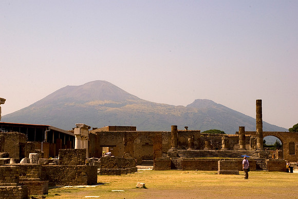 Mt Vesuvius over Pompeii